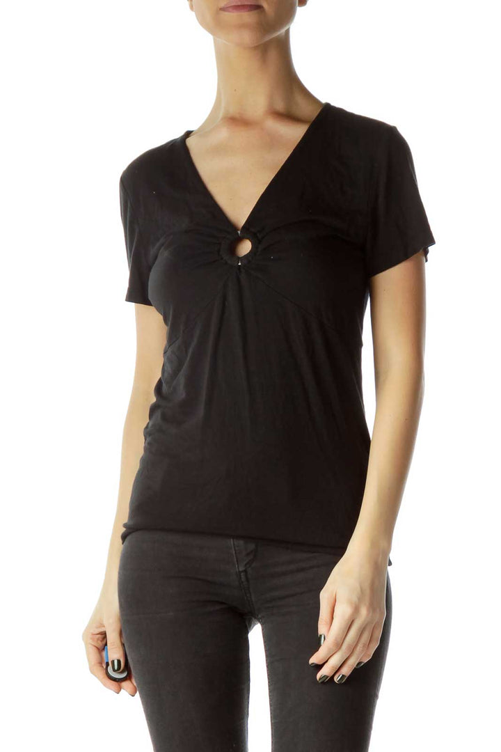 Black Ruched T-Shirt