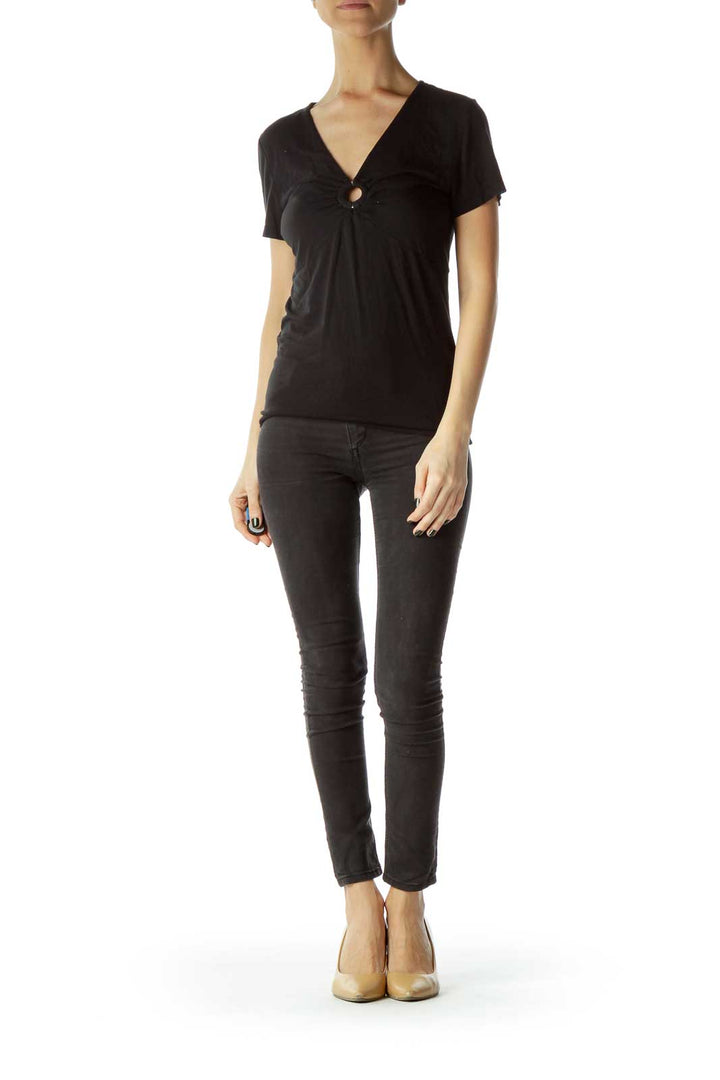 Black Ruched T-Shirt