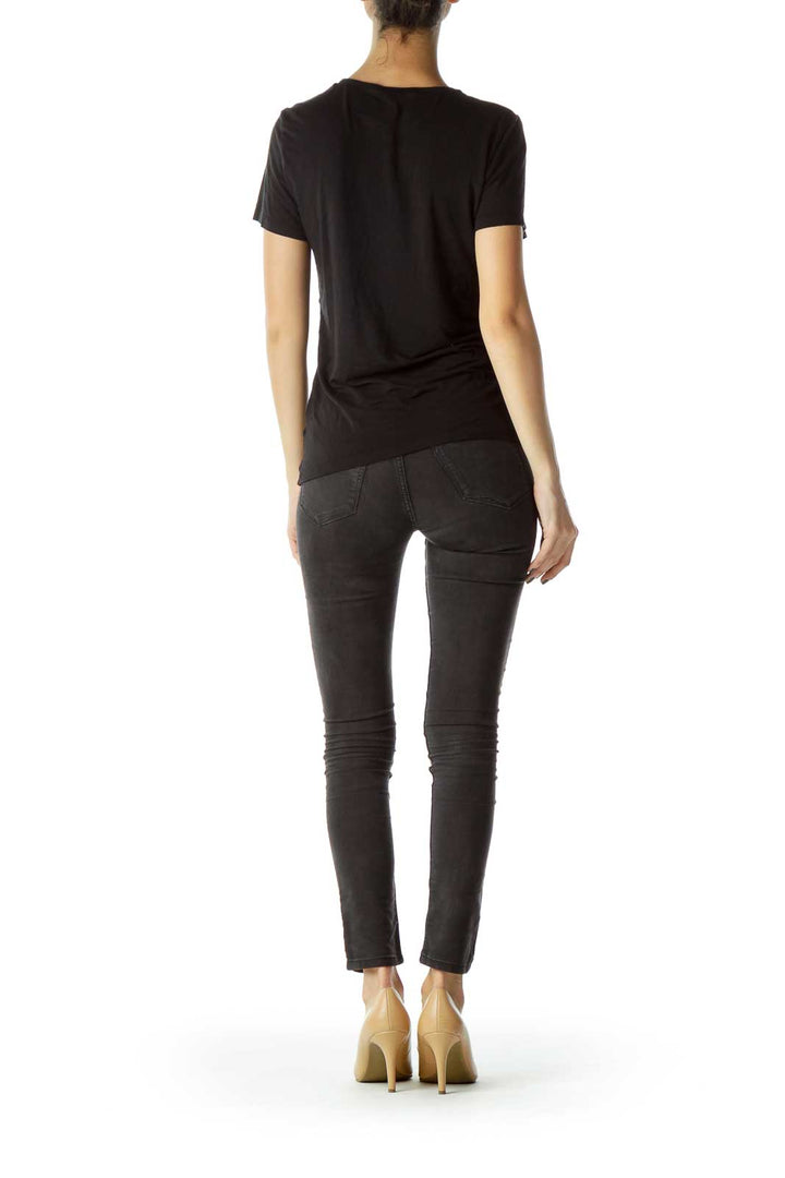 Black Ruched T-Shirt