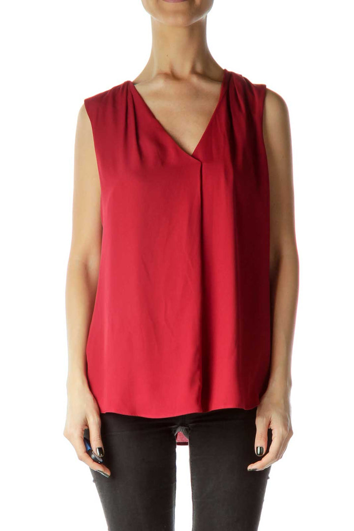 Red Sleeveless Blouse