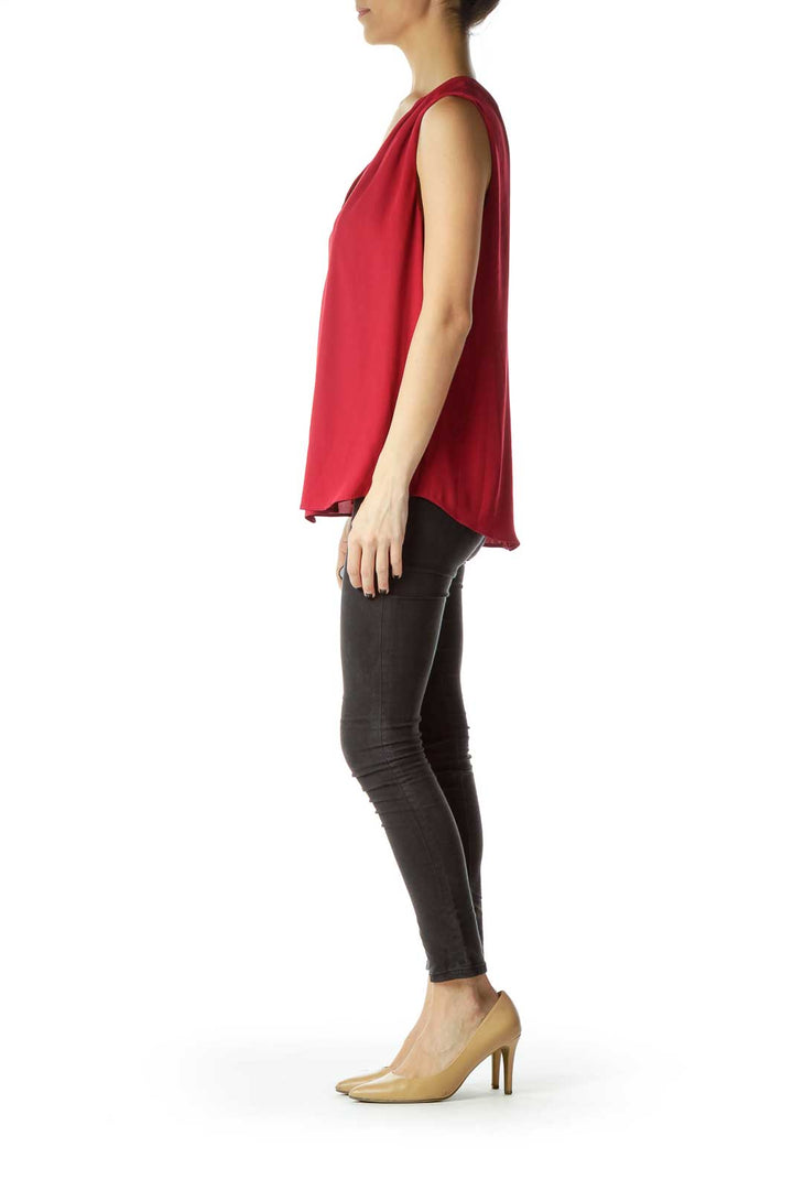 Red Sleeveless Blouse