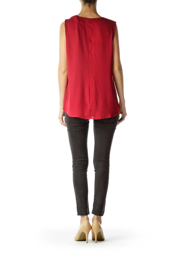 Red Sleeveless Blouse