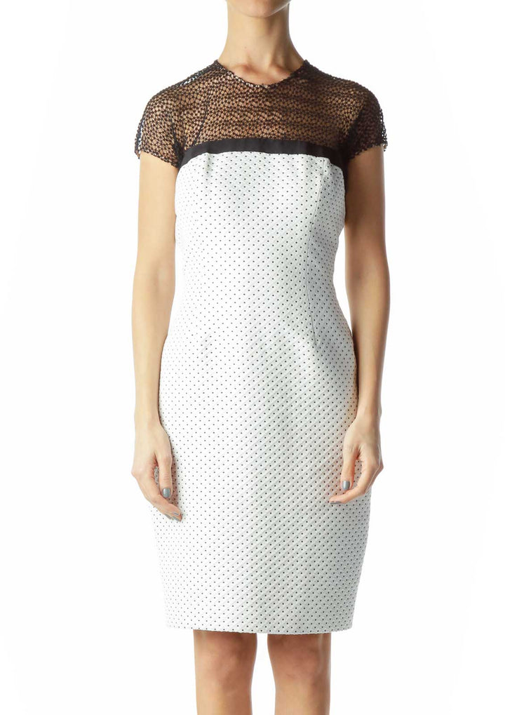 Cream Cocktail Dress with Lace Collar