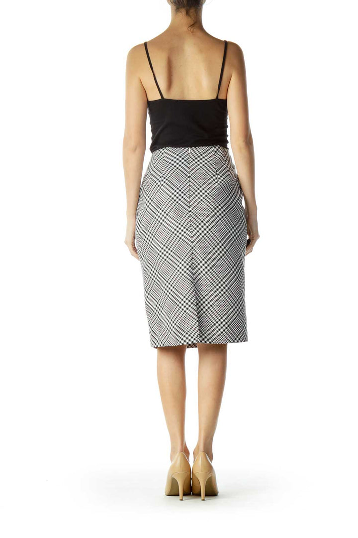 Black White Houndstooth Pencil Skirt