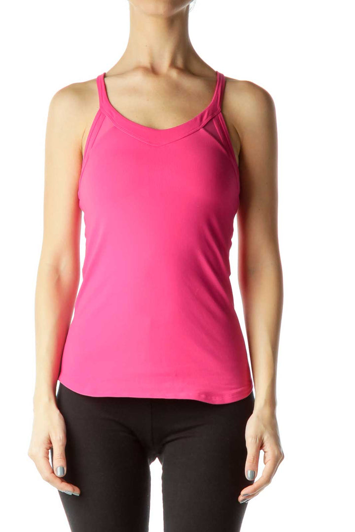 Pink Mesh Fitted Sports Top