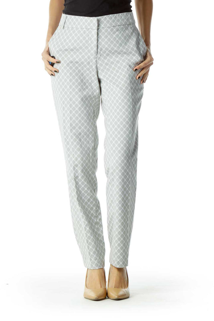 Gray White Printed Slacks