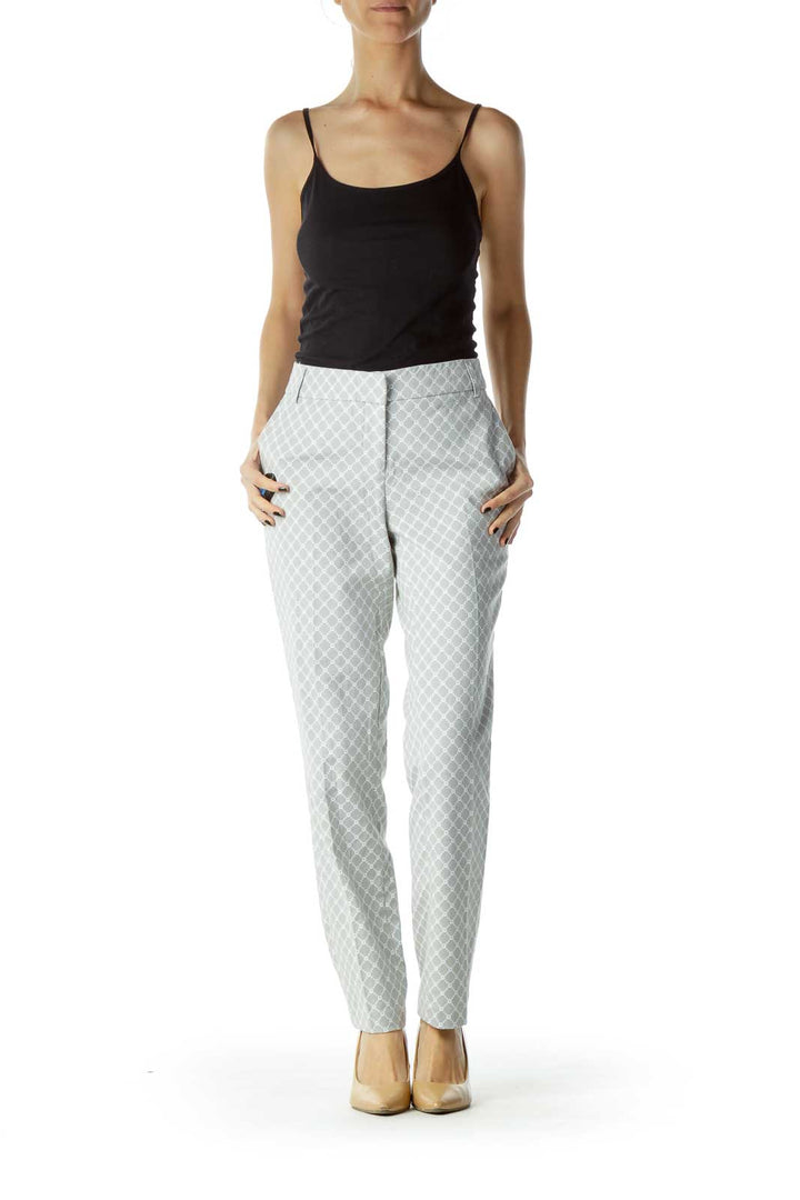 Gray White Printed Slacks