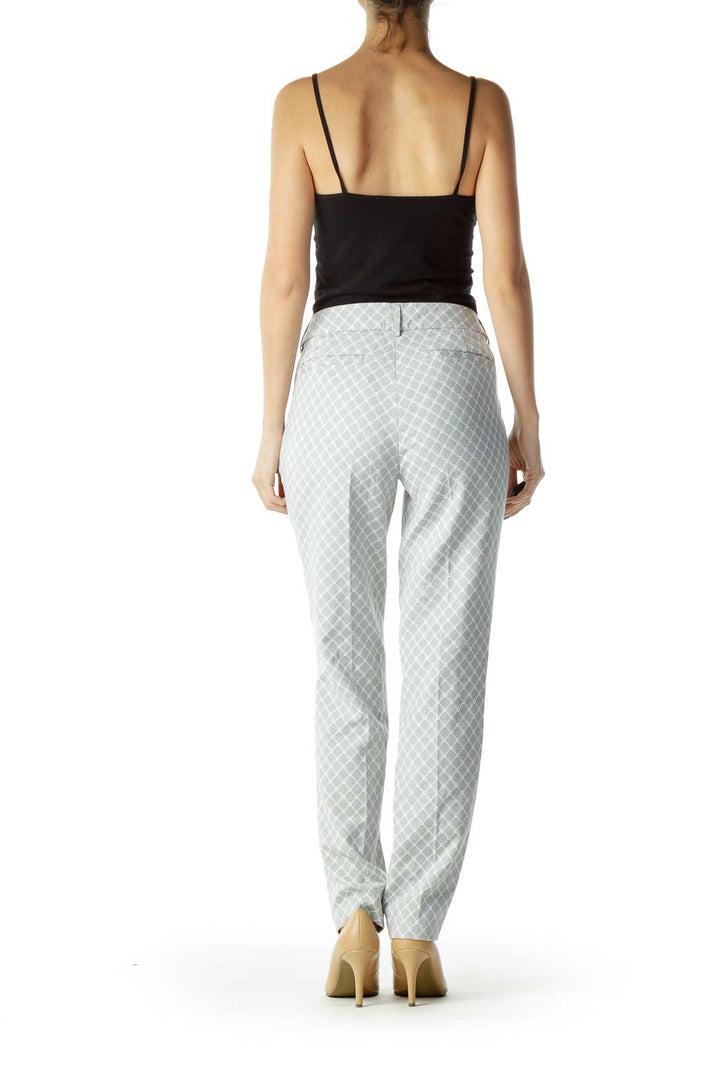 Gray White Printed Slacks