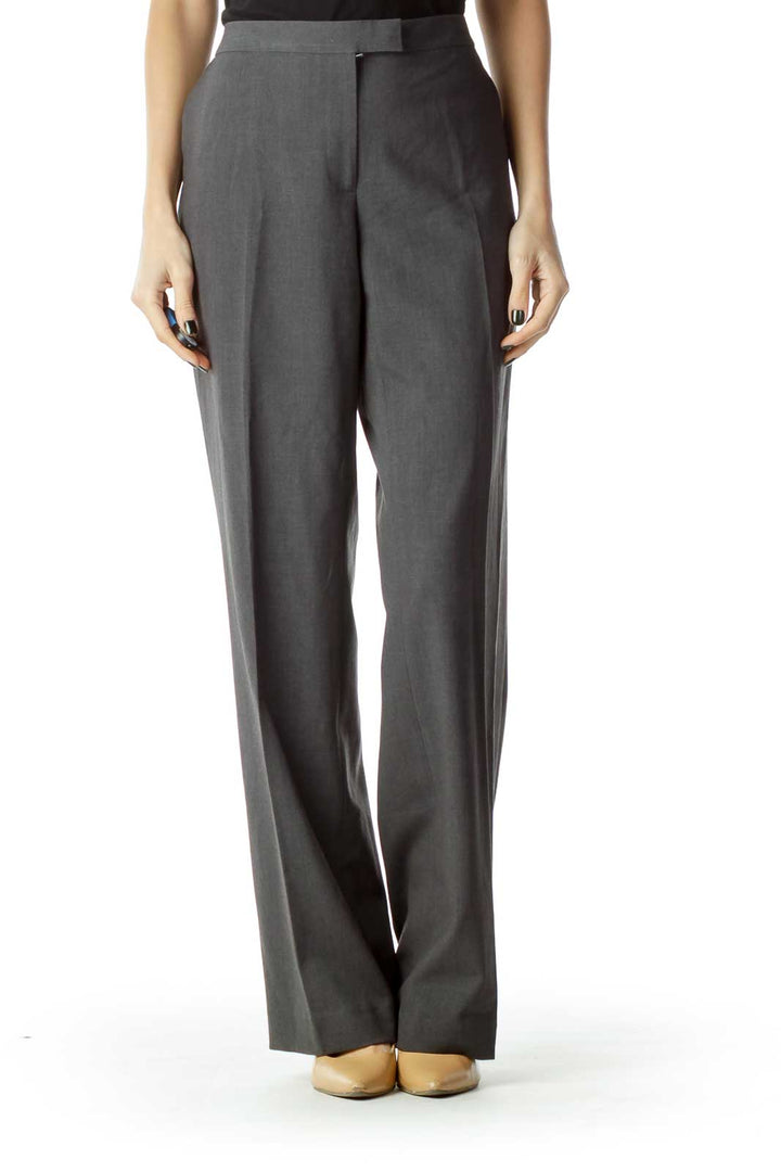 Gray Straight-Leg Slacks