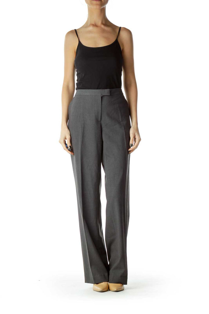 Gray Straight-Leg Slacks