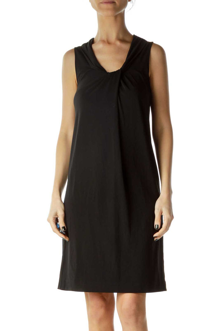 Black Round Neck Shift Dress