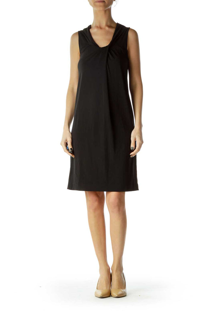 Black Round Neck Shift Dress