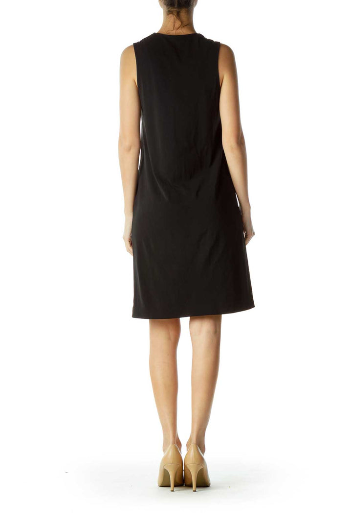 Black Round Neck Shift Dress