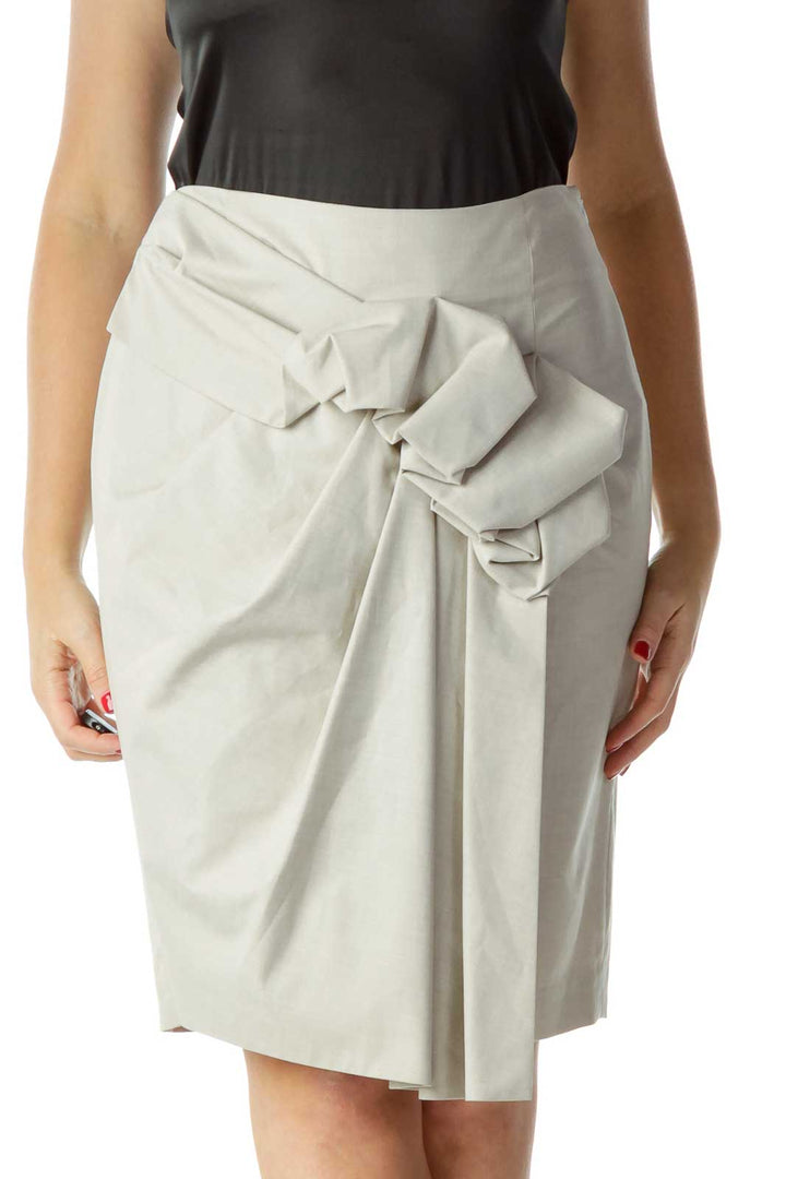 Gray Ruffled Pencil Skirt