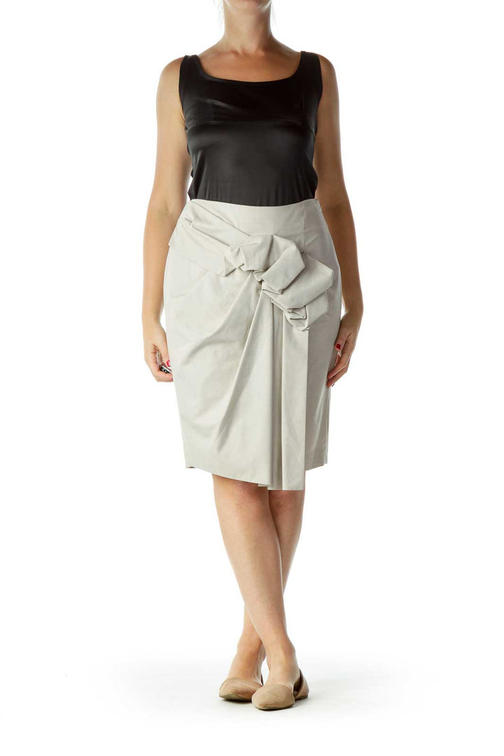 Gray Ruffled Pencil Skirt