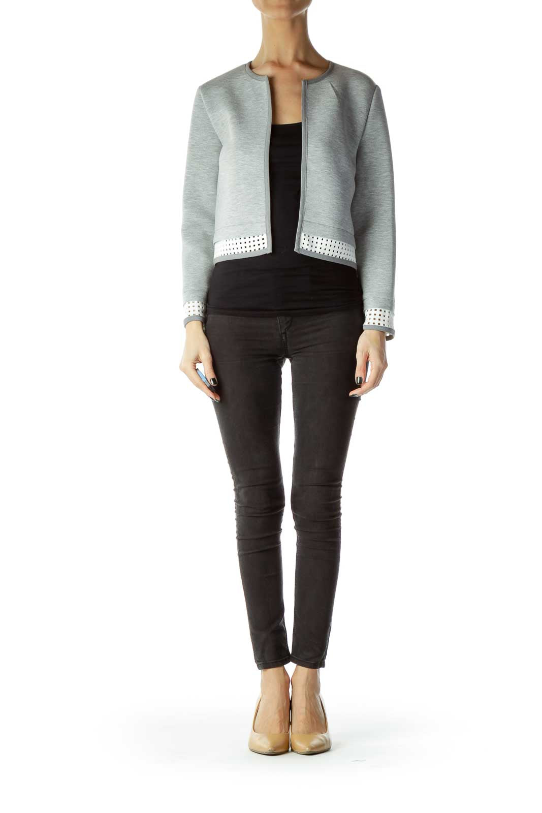 Gray Cropped Scuba Jacket