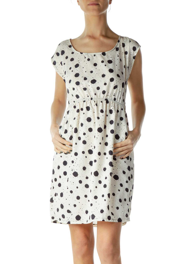 Cream Print A-Line Dress