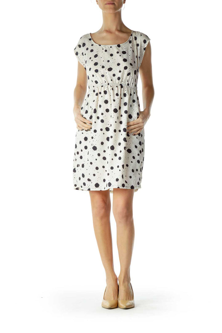 Cream Print A-Line Dress