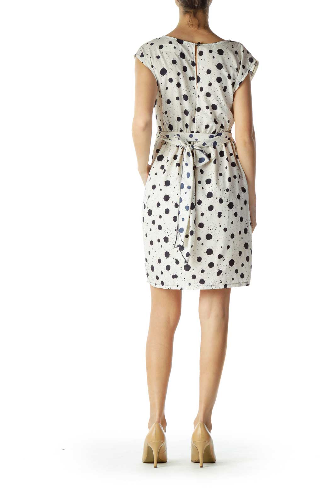 Cream Print A-Line Dress