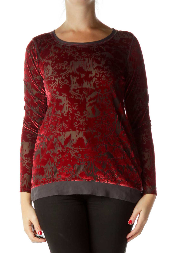 Red Velvet Print Long Sleeve Top