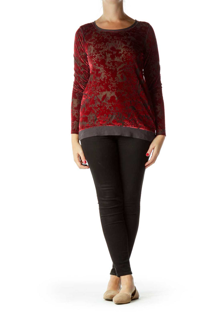 Red Velvet Print Long Sleeve Top