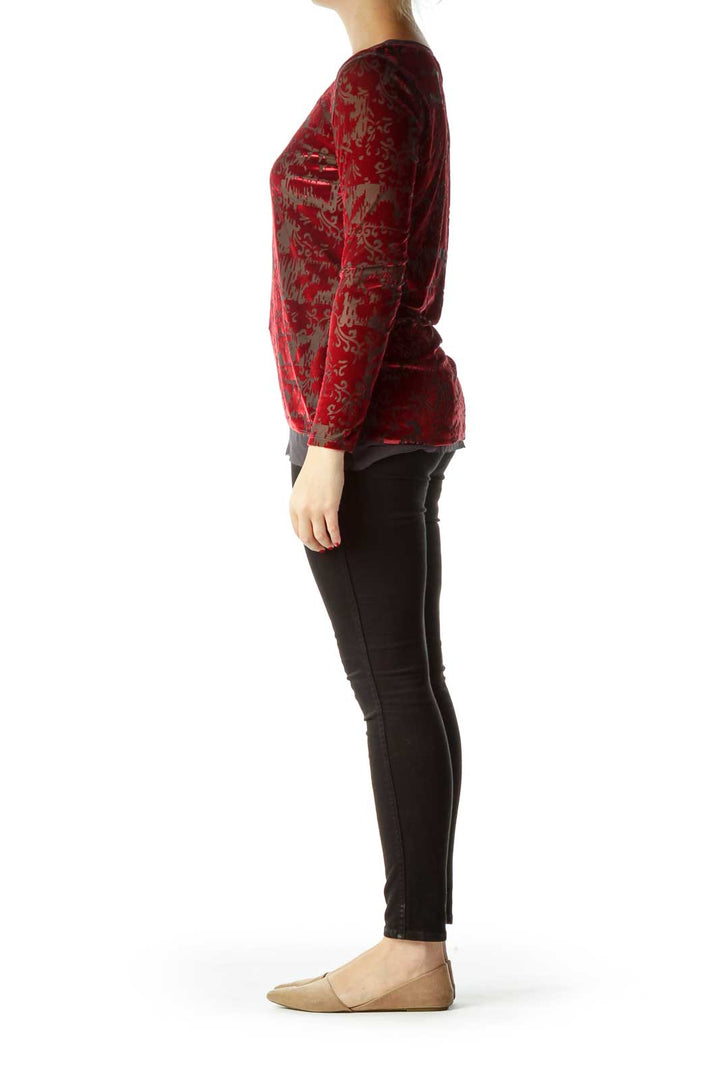 Red Velvet Print Long Sleeve Top