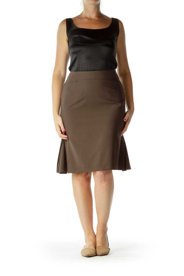 Brown Pleated Skirt