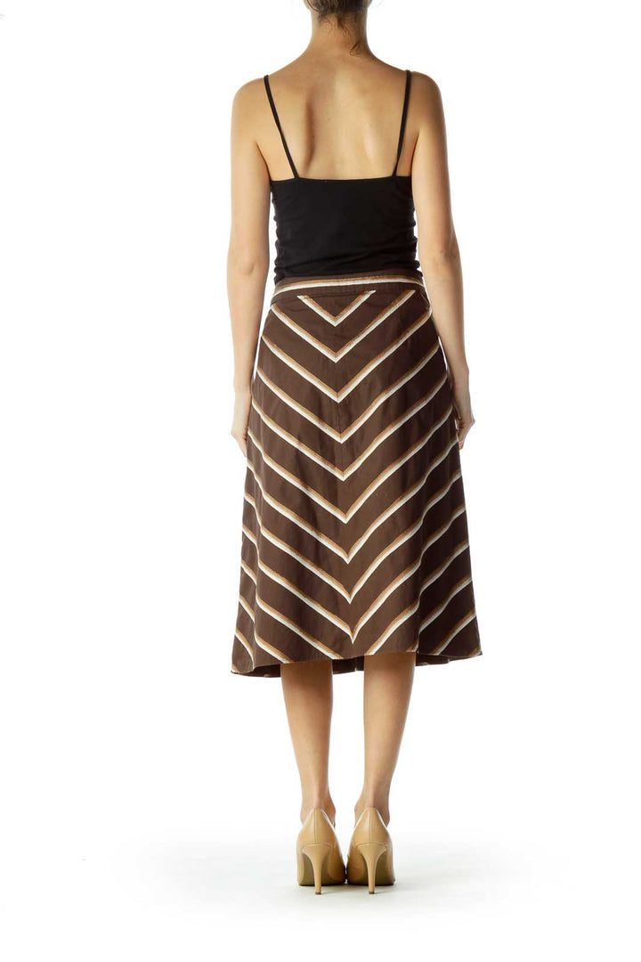 Brown Chevron A-Line Skirt