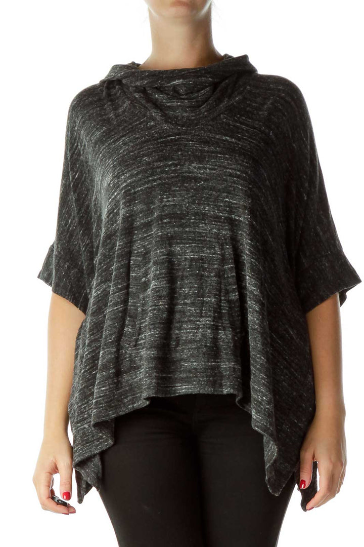 Gray Cowl Neck Poncho