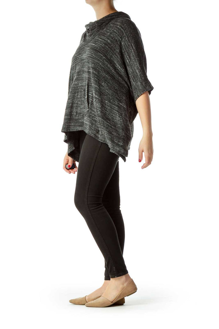 Gray Cowl Neck Poncho