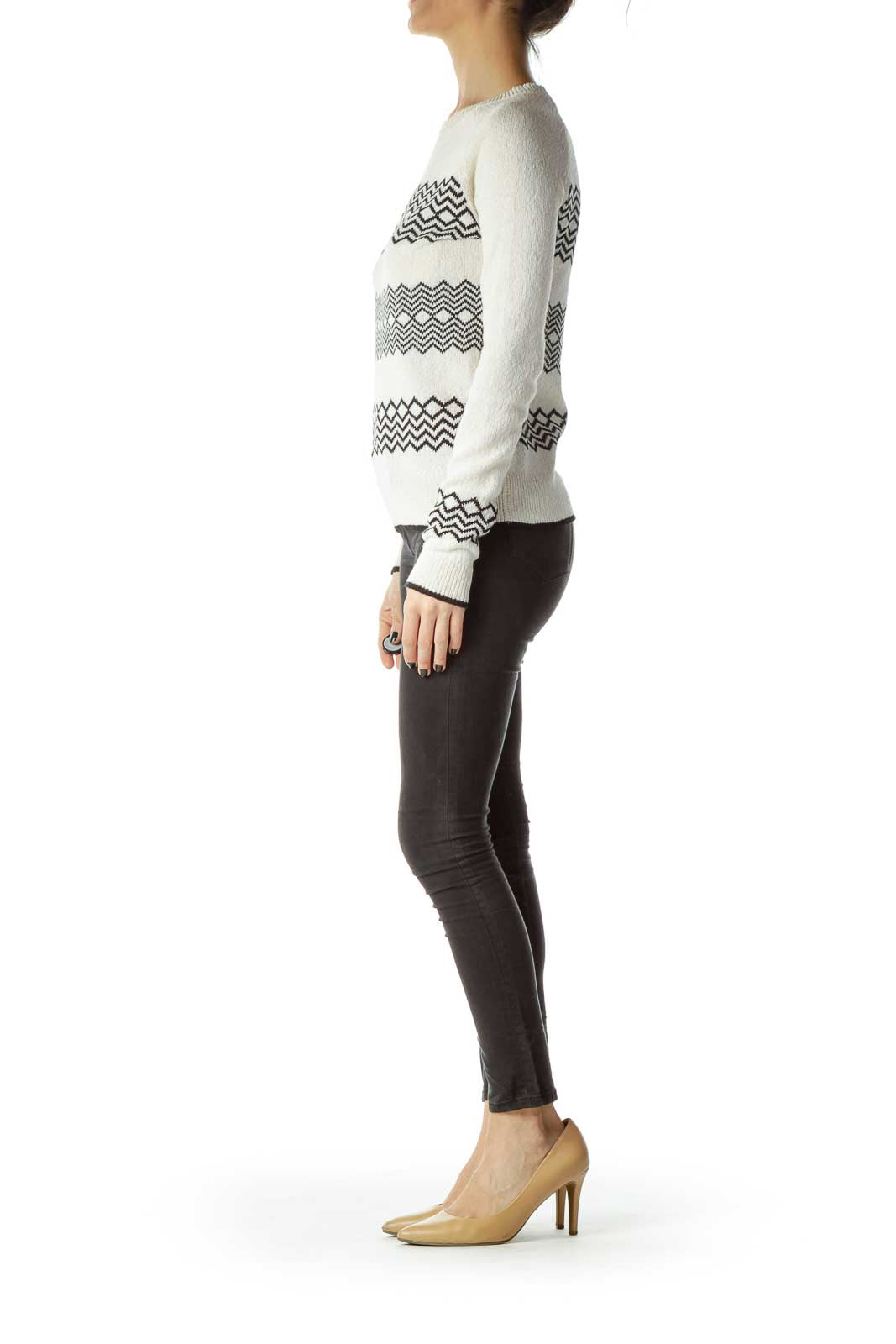 Cream Print Sweater