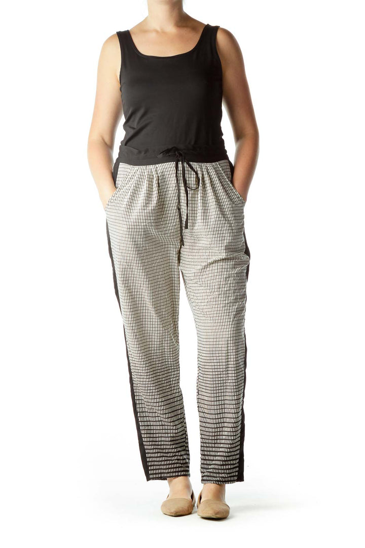 Black Cream Geometric Print Pants