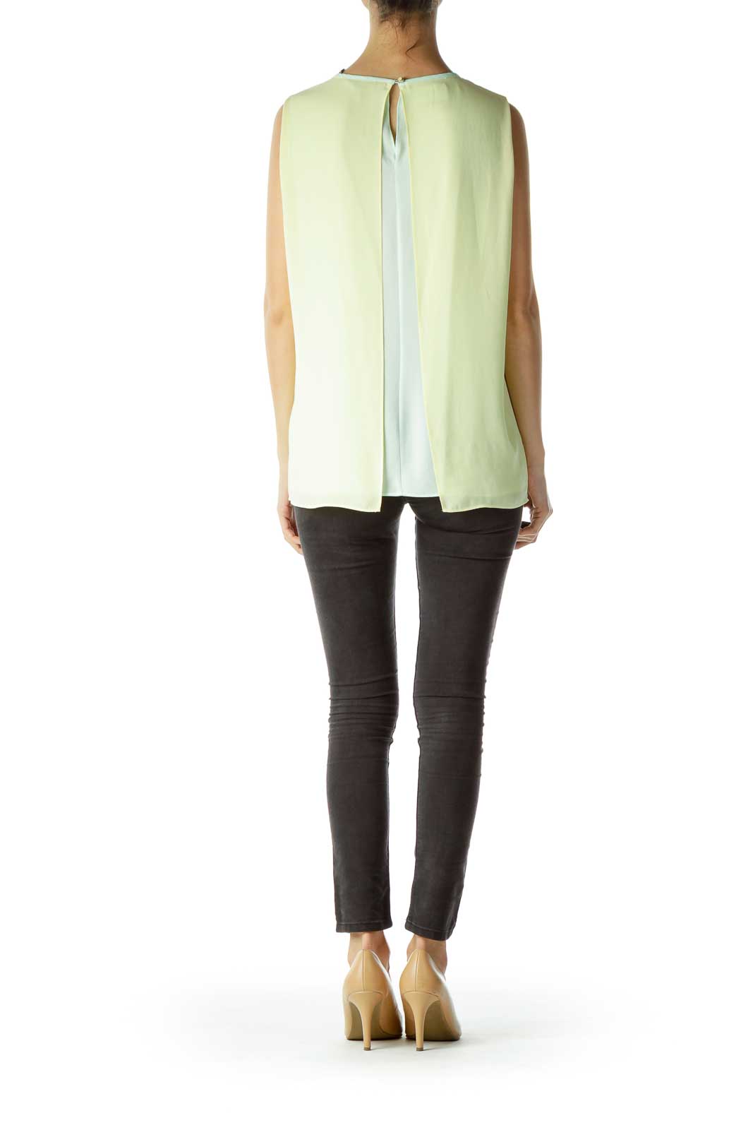 Yellow Green Sleeveless Blouse