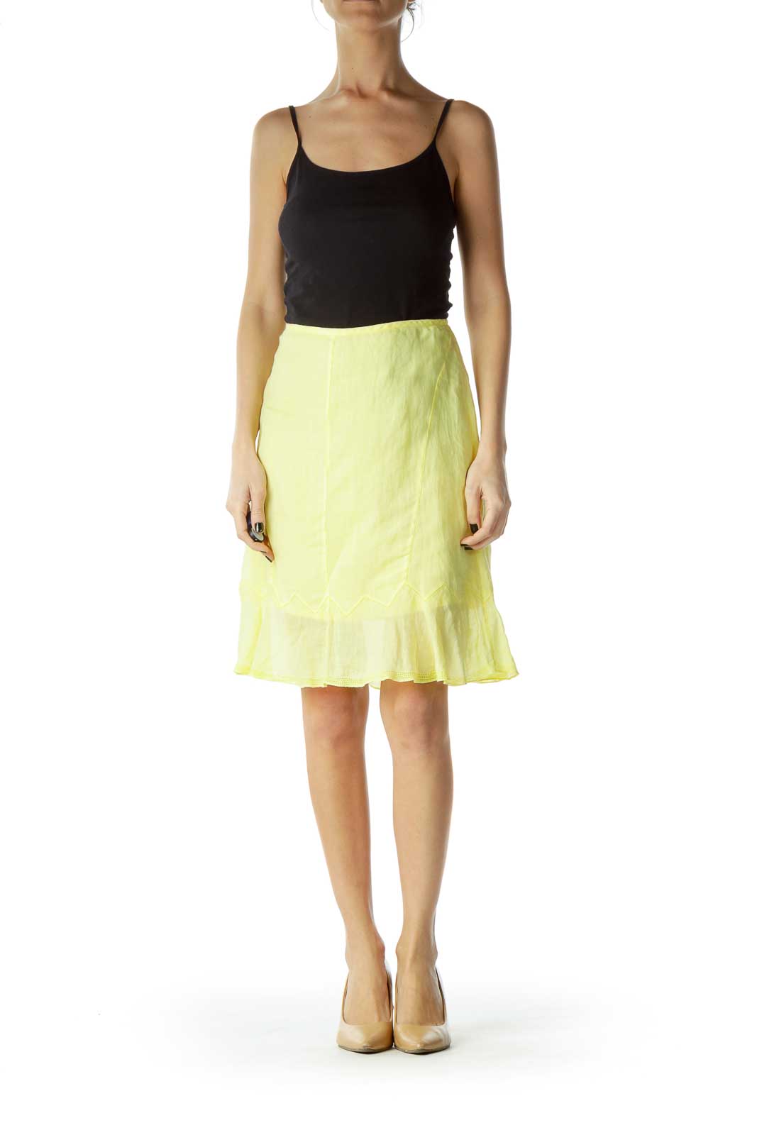 Yellow Flared A-Line Skirt