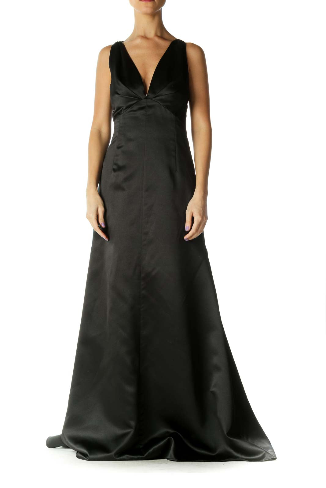 Black V-Neck Trumpet Evening Dress