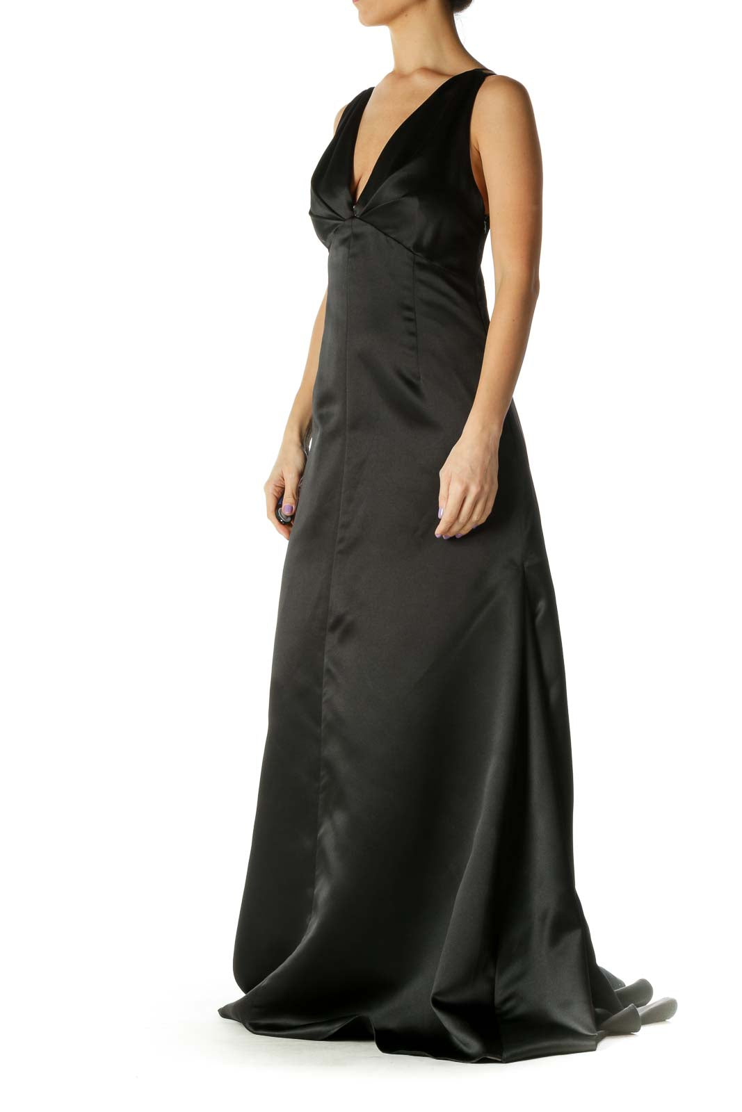 Black V-Neck Trumpet Evening Dress