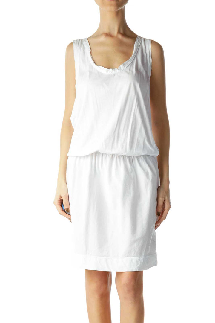 White Scrunched Day Dress