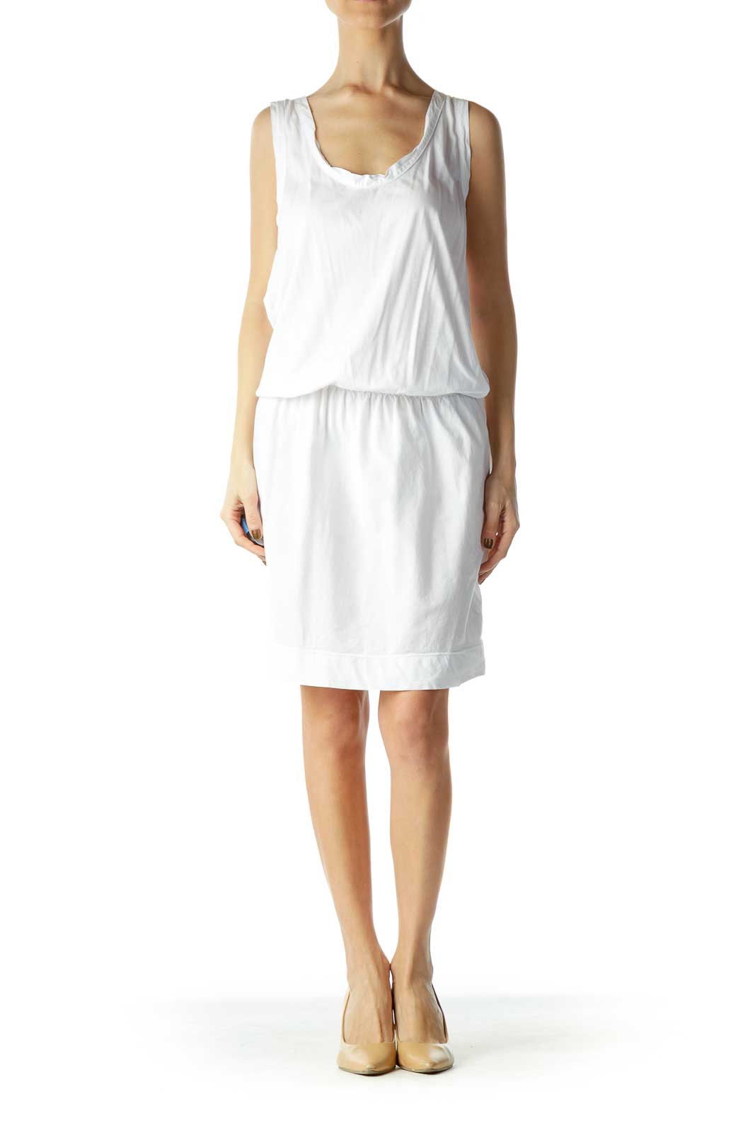 White Scrunched Day Dress