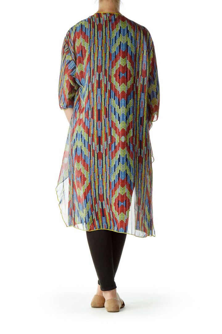 Multicolor Print Sheer Cardigan