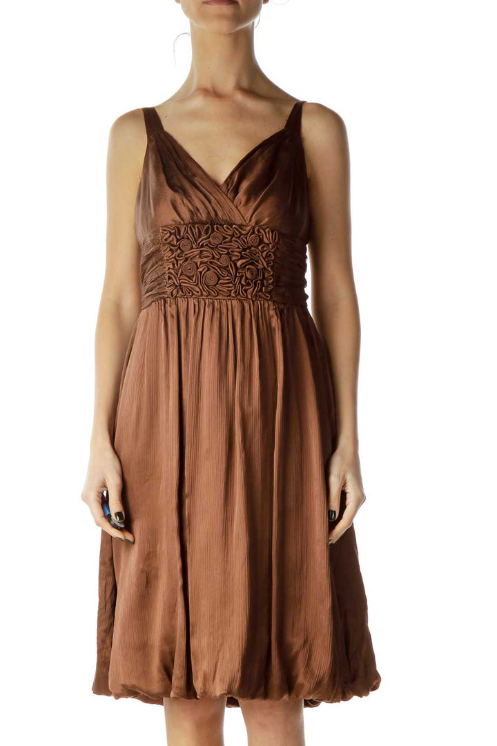 Brown Empire Waist Cocktail Dress