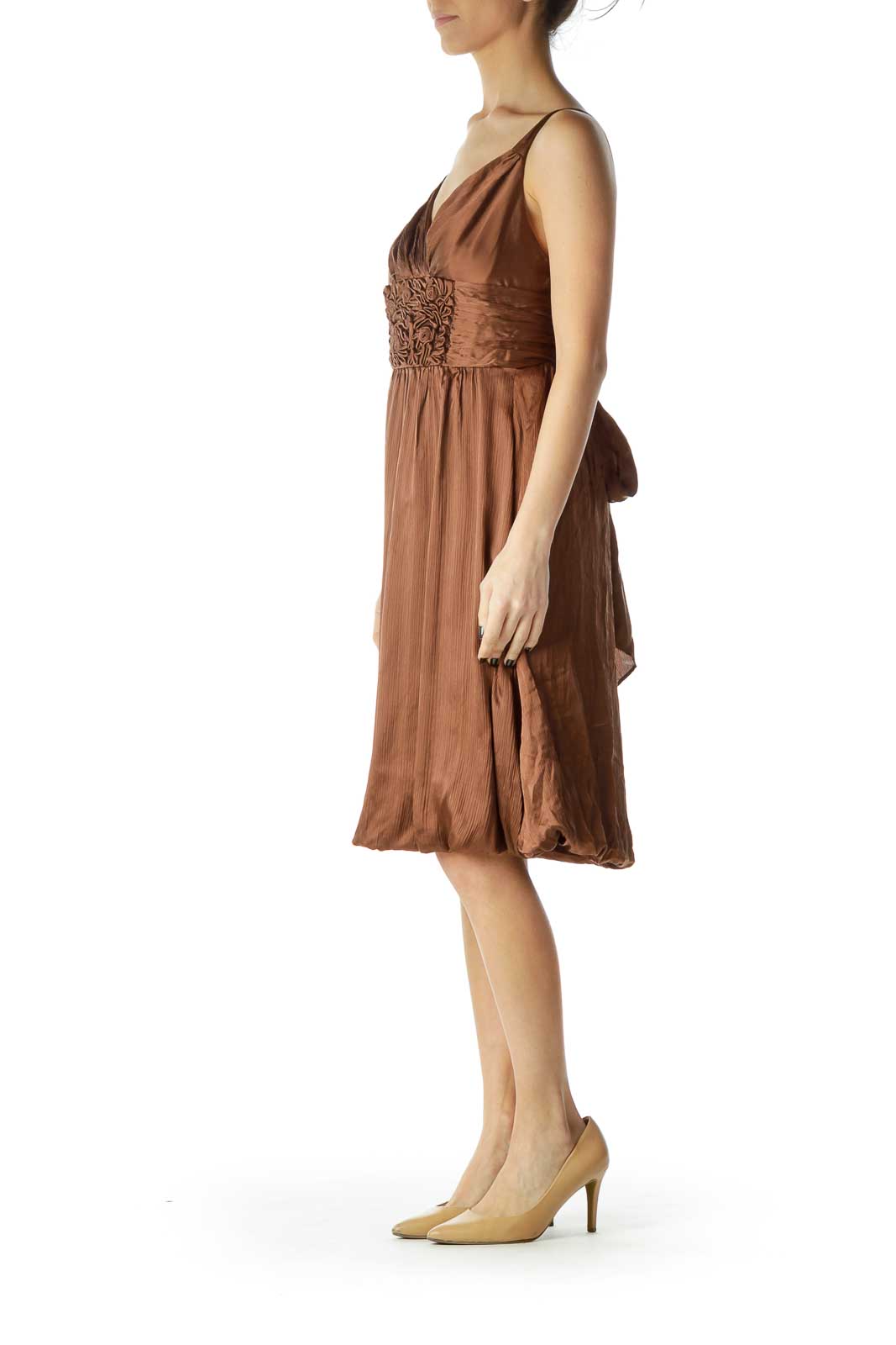 Brown Empire Waist Cocktail Dress