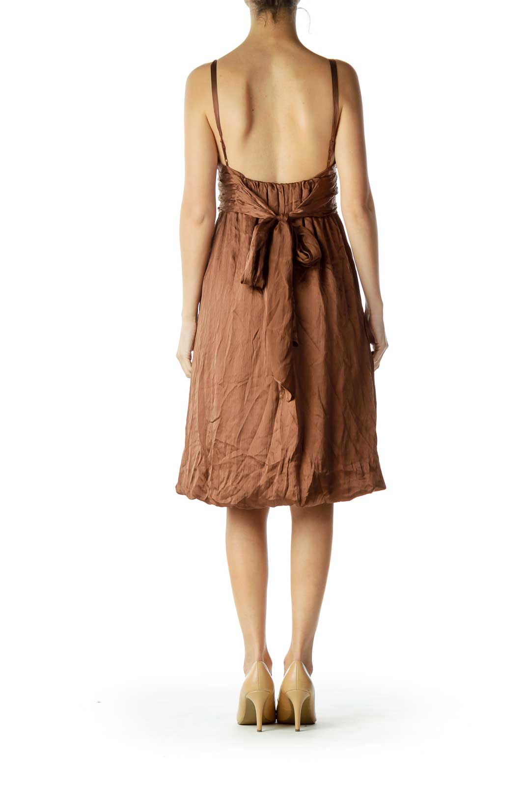 Brown Empire Waist Cocktail Dress