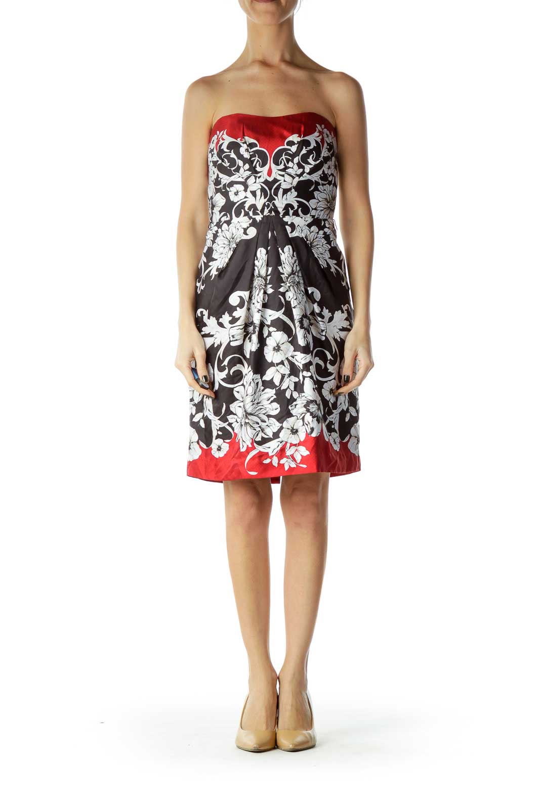 Red Black Floral Cocktail Dress