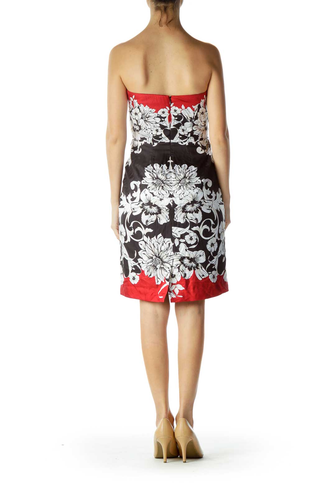 Red Black Floral Cocktail Dress