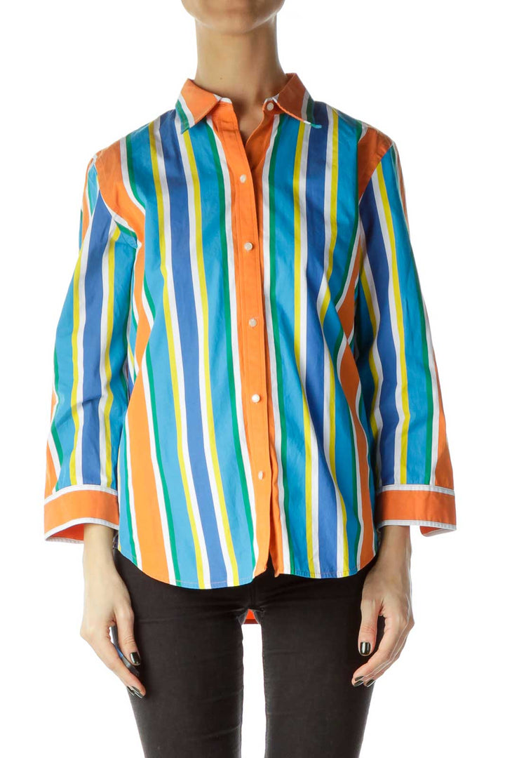 Orange Blue Printed Shirt