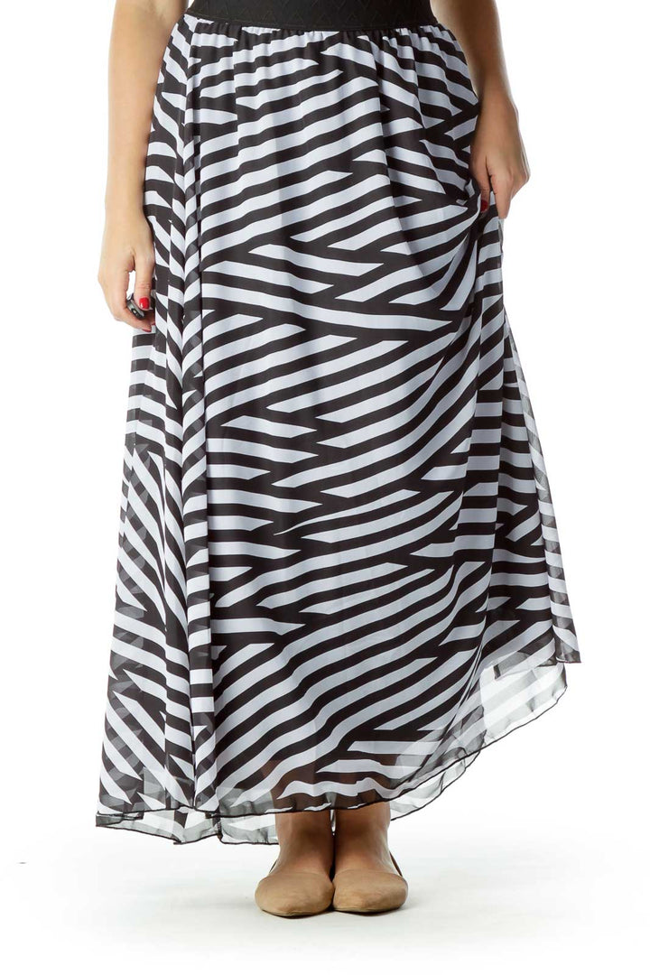 Black White Striped Maxi Dress