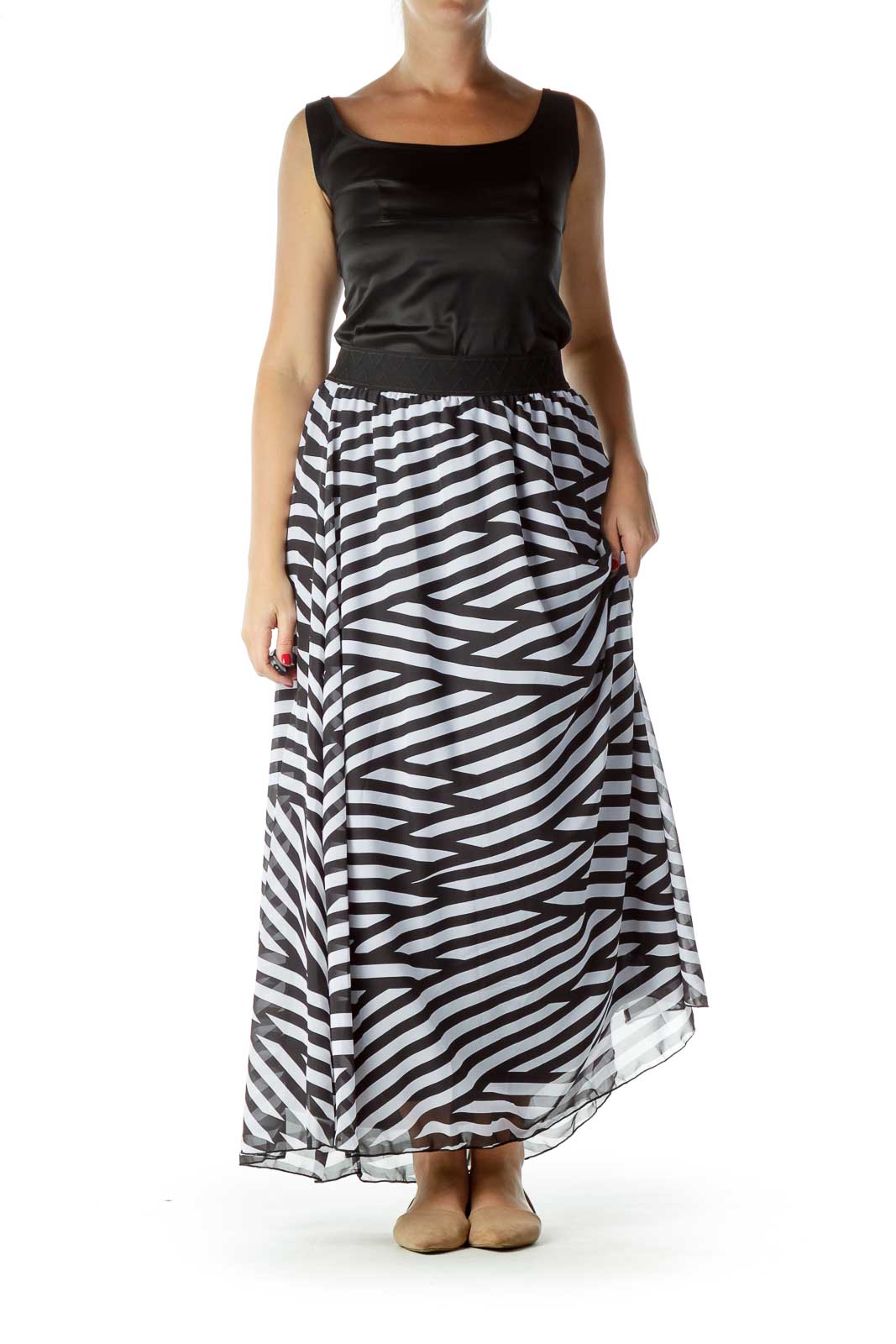 Black White Striped Maxi Dress