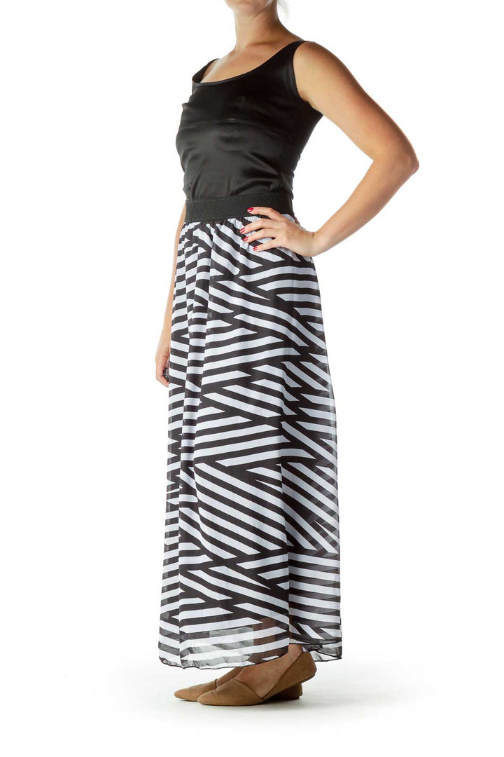 Black White Striped Maxi Dress