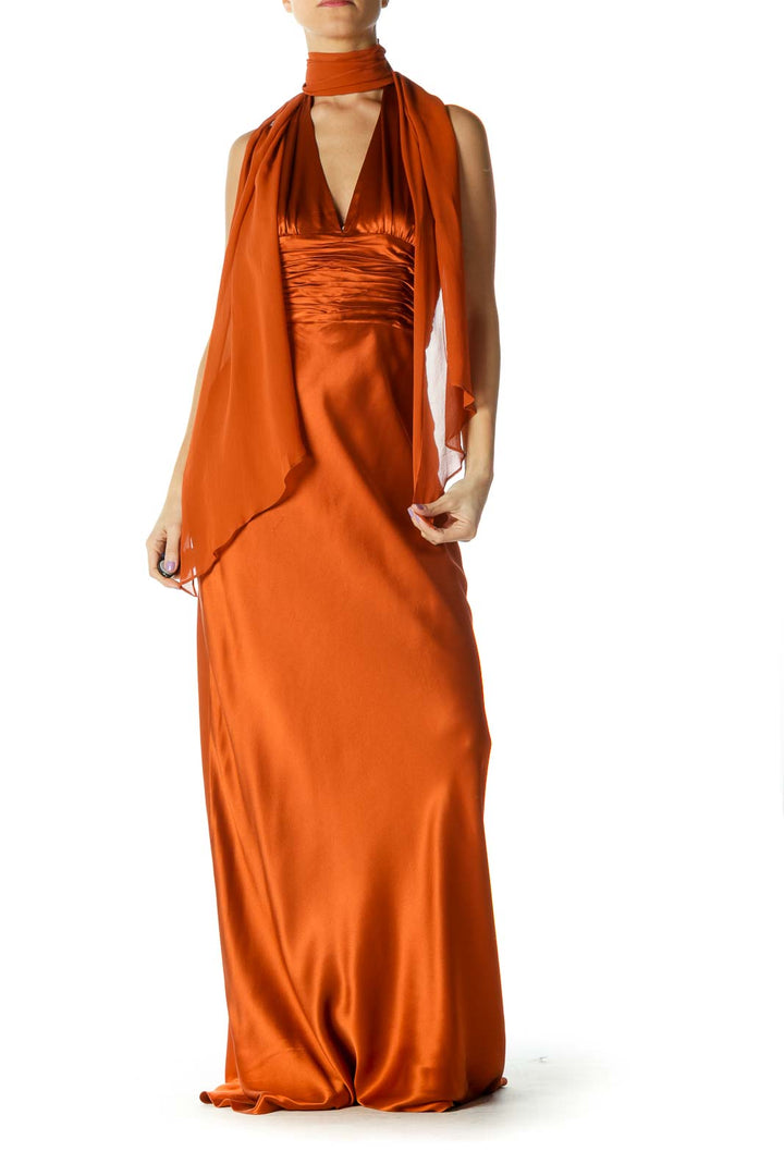 Orange Silk Evening Dress