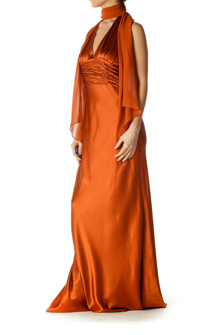 Orange Silk Evening Dress